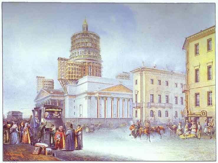 Vasily Sadovnikov. Departure of an Omnibus from St. Isaac's Square in St. Petersburg.