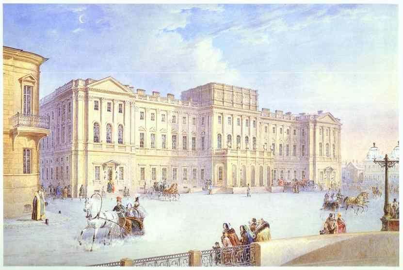 Vasily Sadovnikov. Mariinsky Palace as Seen from the Blue Bridge.