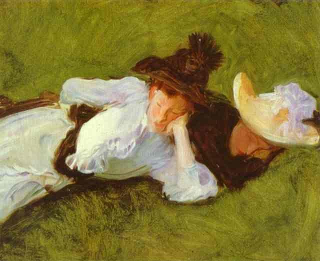 Two Girls on a Lawn.