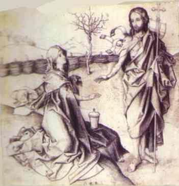 Martin Schongauer. Christ and Mary Magdalene.