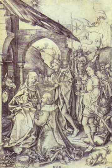 Martin Schongauer. The Adoration of the Magi.
