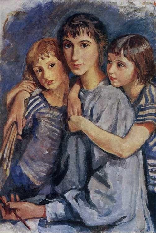 Zinaida Serebriakova. Self-Portrait with Daughters.