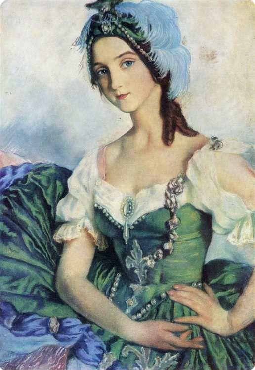 Zinaida Serebriakova. Portrait of Alexandra Danilova in a Stage Costume.
