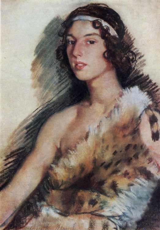 Zinaida Serebriakova. Portrait of Gheorghi Balanchivadze (George Balanchin) Dressed as Bacchus.