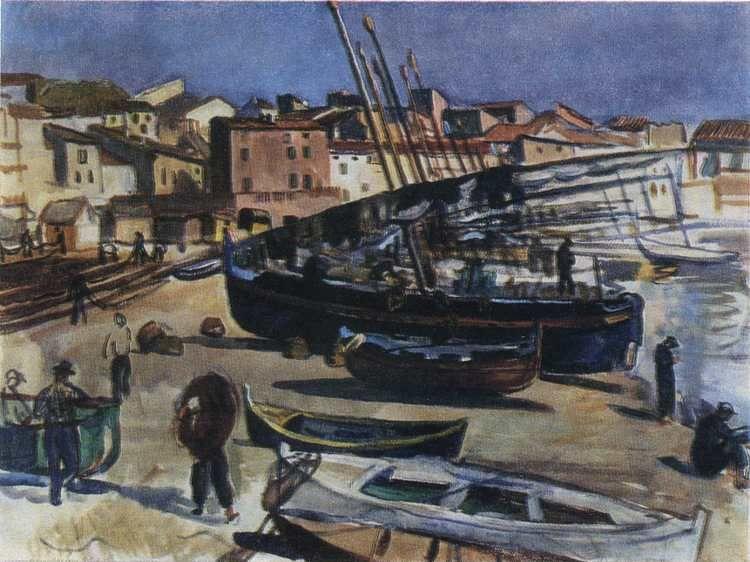 Zinaida Serebriakova. Collioure. Port with Fishing Boats.
