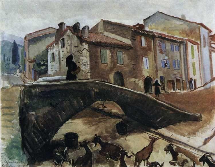 Zinaida Serebriakova. Collioure. A Bridge with Goats.