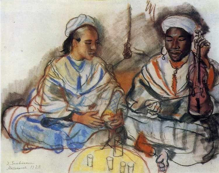Zinaida Serebriakova. The Musicians (A Negro and an Arab).