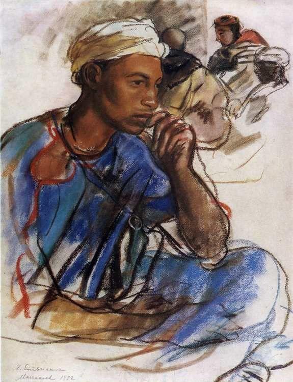Zinaida Serebriakova. A Pensive Man in Blue.
