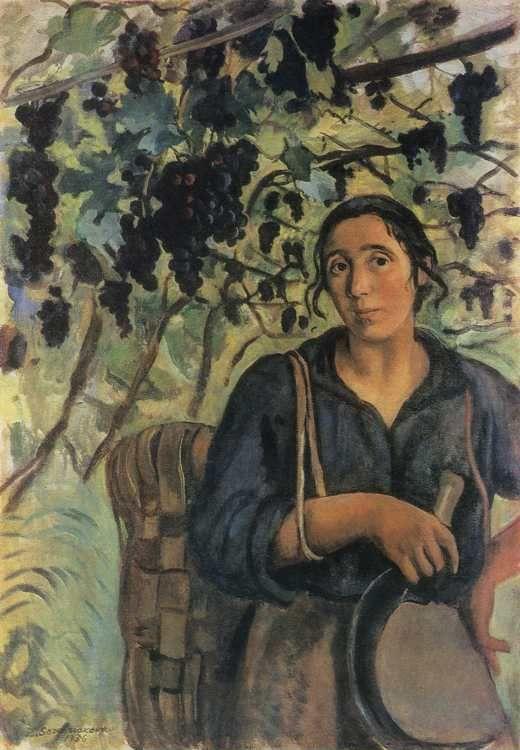 An Italian Peasant Woman in a Vineyard.