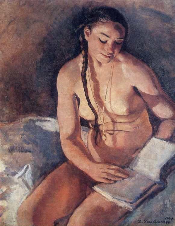 Zinaida Serebriakova. Nude with a Book.