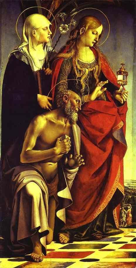 Luca Signorelli. SS. Catherine of Siena, Mary Magdalene and Jerome.