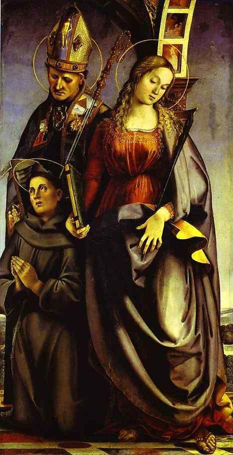 Luca Signorelli. SS. Augustine, Catherine of Alexandria, and Anthony of Padua.