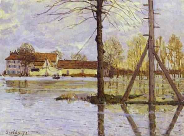 Alfred Sisley. Ferry to the Ile-de-la-Loge - Flood.