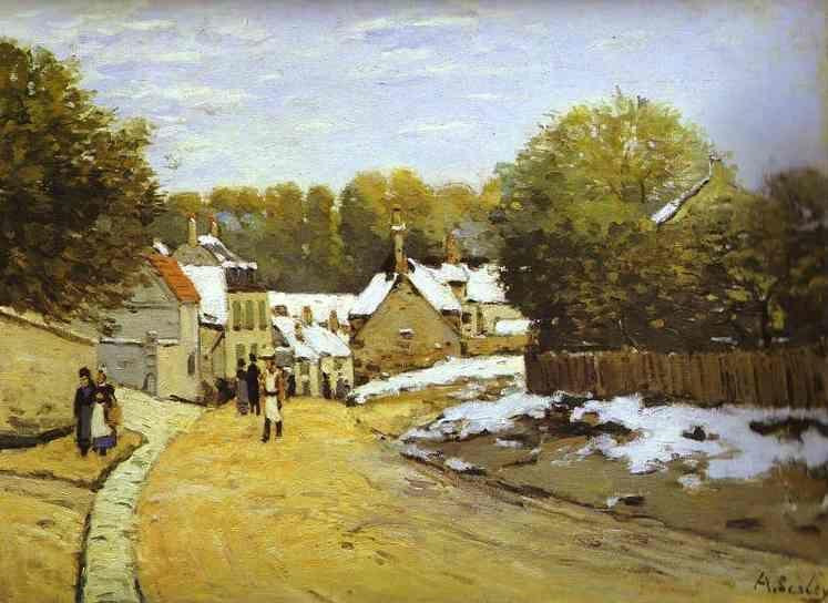 Alfred Sisley. Early Snow at Louveciennes.