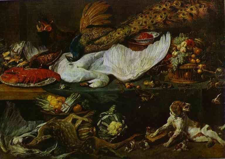 Frans Snyders. Still Life with a Dog and Her Puppies.