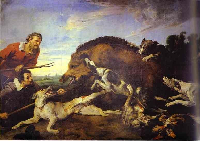 Frans Snyders. Wild Boar Hunt.