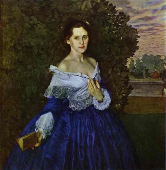 Constantin Somov. Lady in Blue. Portrait of the Artist Yelizaveta Martynova (1868-1904).