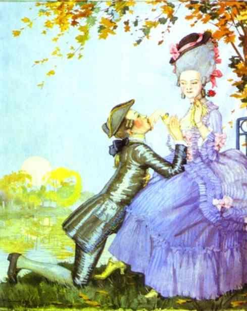 Constantin Somov. A Youth on His Knees in Front of a Lady.