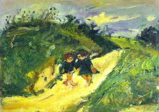 Two Children on a Road/Deux enfants sur la route.