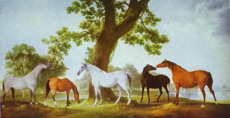 George Stubbs. Mares by an Oak-Tree.