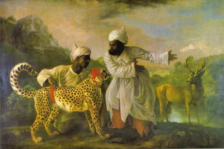 George Stubbs. Cheetah with Two Indian Attendants and a Stag.