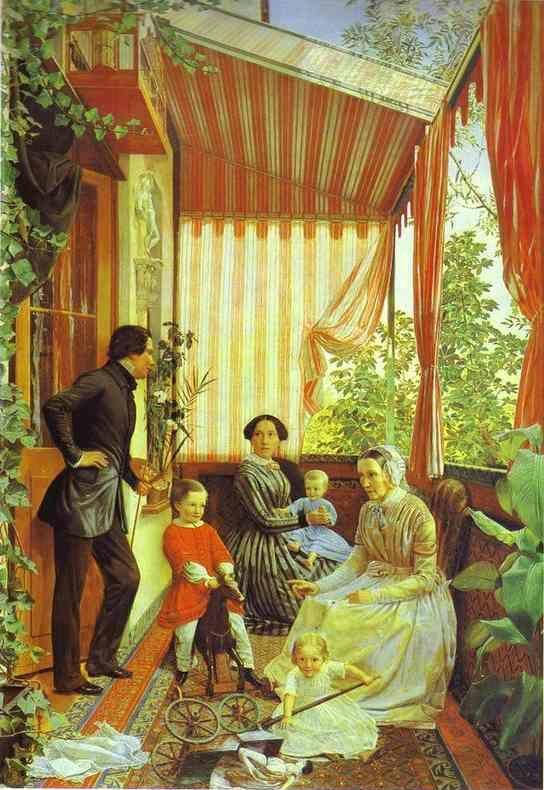 Fedor Slavyansky. Self-Portrait with the Family. On the Balcony.