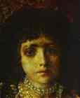 Mikhail Vrubel. Portrait of a Girl against a Persian Carpet. Detail.