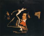 Joseph Wright of Derby. Three Persons Viewing the Gladiator by Candlelight.