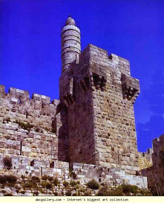 Jerusalem. The Tower of David and the Minaret.