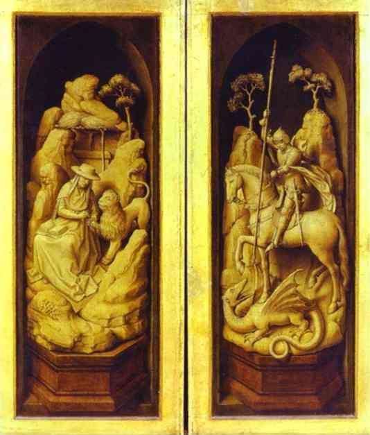 Rogier van der Weyden. Sforza Triptych. St. Jerome and St. George. The exterior.