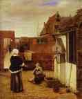 Pieter de Hooch. A Woman and Her Maid in a Courtyard.