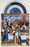 Limbourg Brothers. Les trÄ�s riches heures du Duc de Berry. January. A New Year's Day Feast including Jean de Berry.