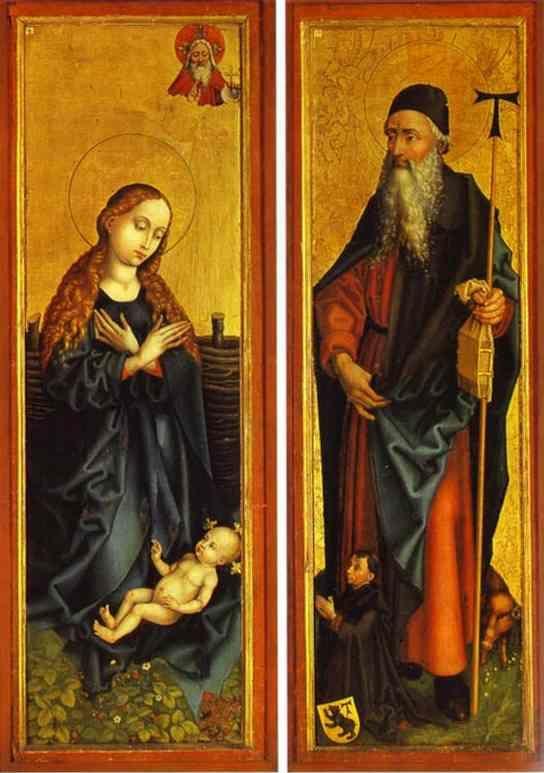 Martin Schongauer. Nativity and St. Anthony.