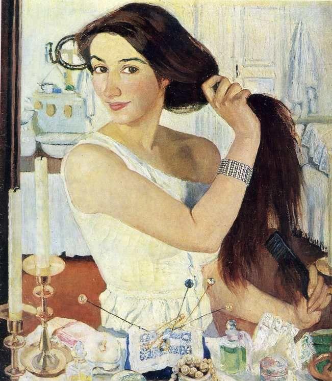 Zinaida Serebriakova. Woman at the Mirror. Self-Portrait.