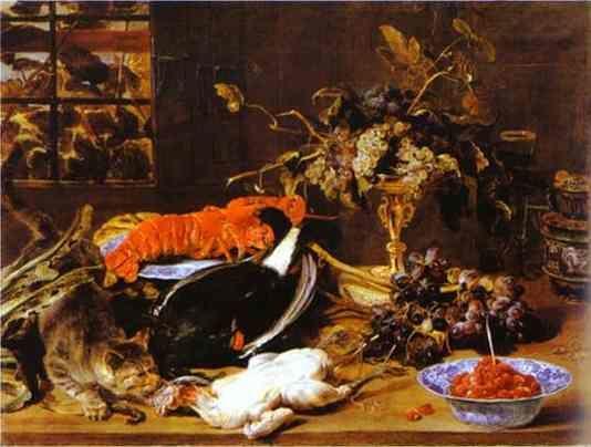 Frans Snyders. Hungry Cat with Still Life.