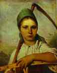Alexey Venetsianov. Pelageya. Peasant Woman with Scythe and Rake.