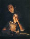 Joseph Wright of Derby. Girl Reading a Letter by Candlelight, With a Young Man Peering over Her Shoulder.